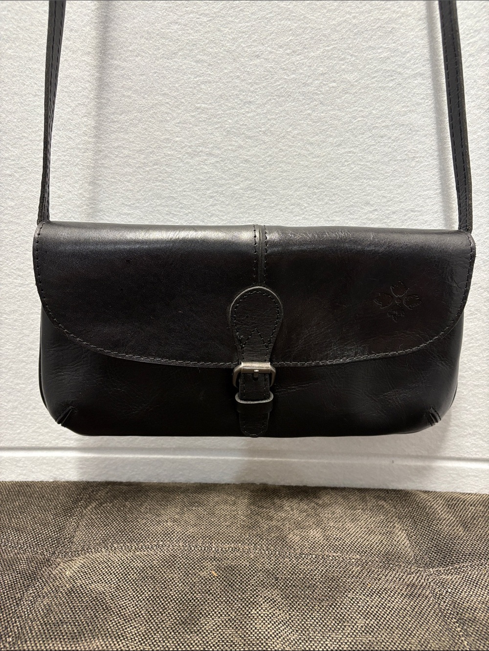 Patricia Nash Black Leather Flap Crossbody